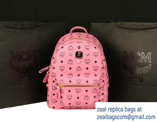 High Quality Replica MCM Stark Backpack Large in Calf Leather 8004 Pink